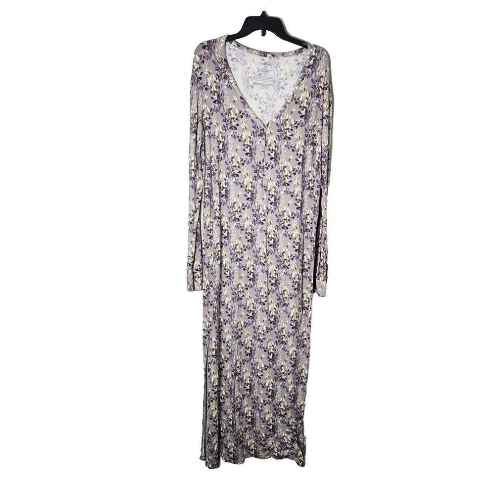 Posh Peanut Maxi Dress Plus Size 2XL Purple Gray Floral Maternity‎ Lounge